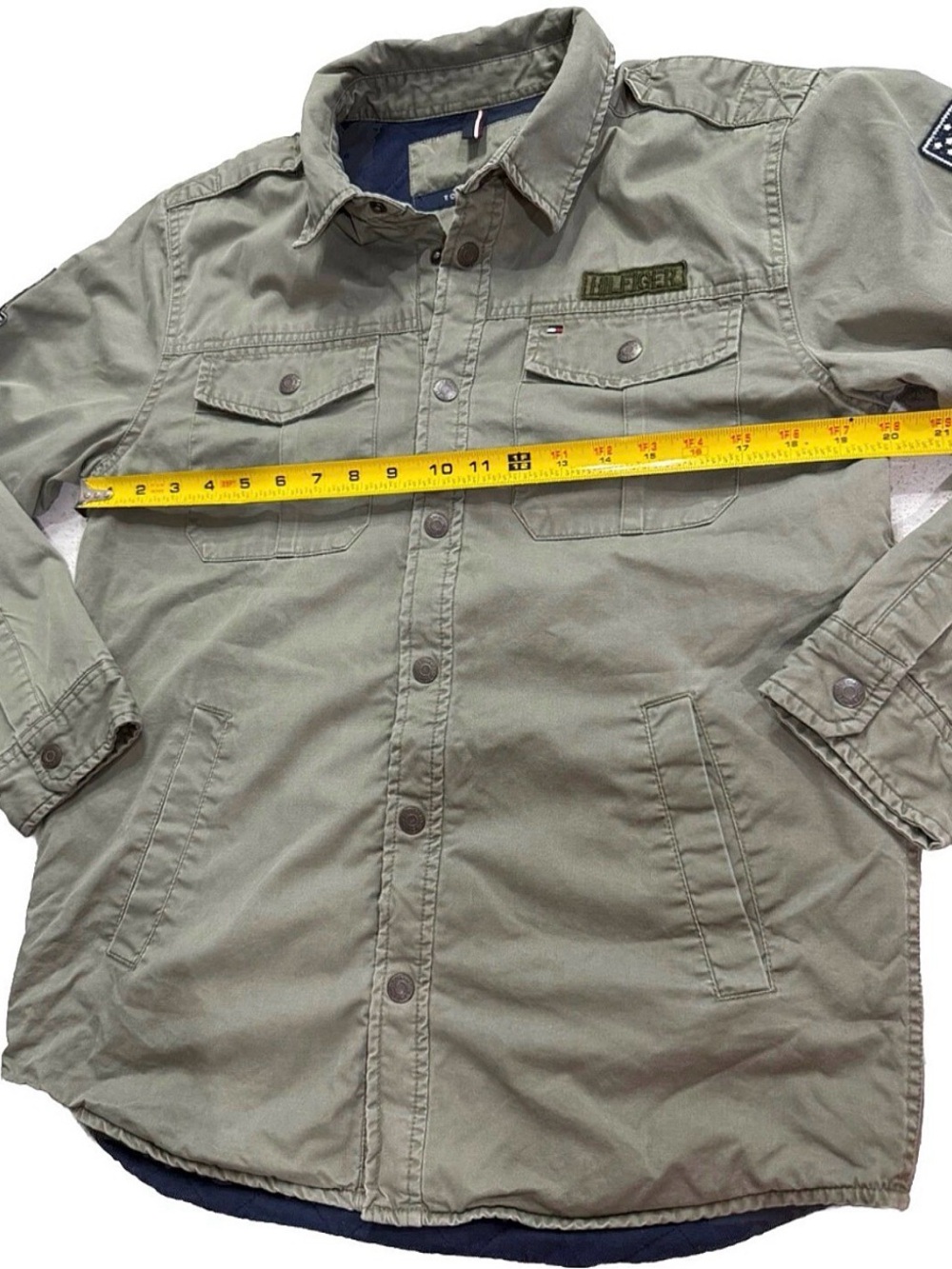 Tommy Hilfiger Olive Green Military Utility Jacket XL 20 Embroidered Patches - Picture 12 of 15